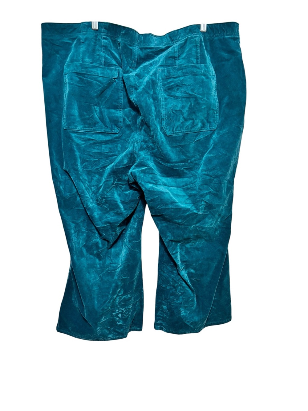 Anthropologie Plus Size Teal Corduroy Pull-On Cropped Flare Pants - Picture 3 of 5